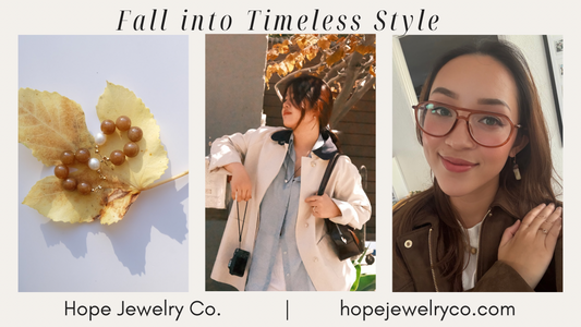Elegant fall jewelry collection featuring textured gemstone pieces and timeless designs from Hope Jewelry Co.