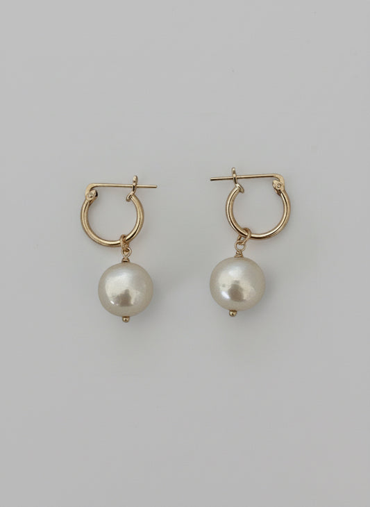 Fresh Pearl Hoop Earrings