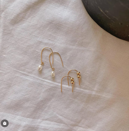 Pearl Wire Hoop Earrings