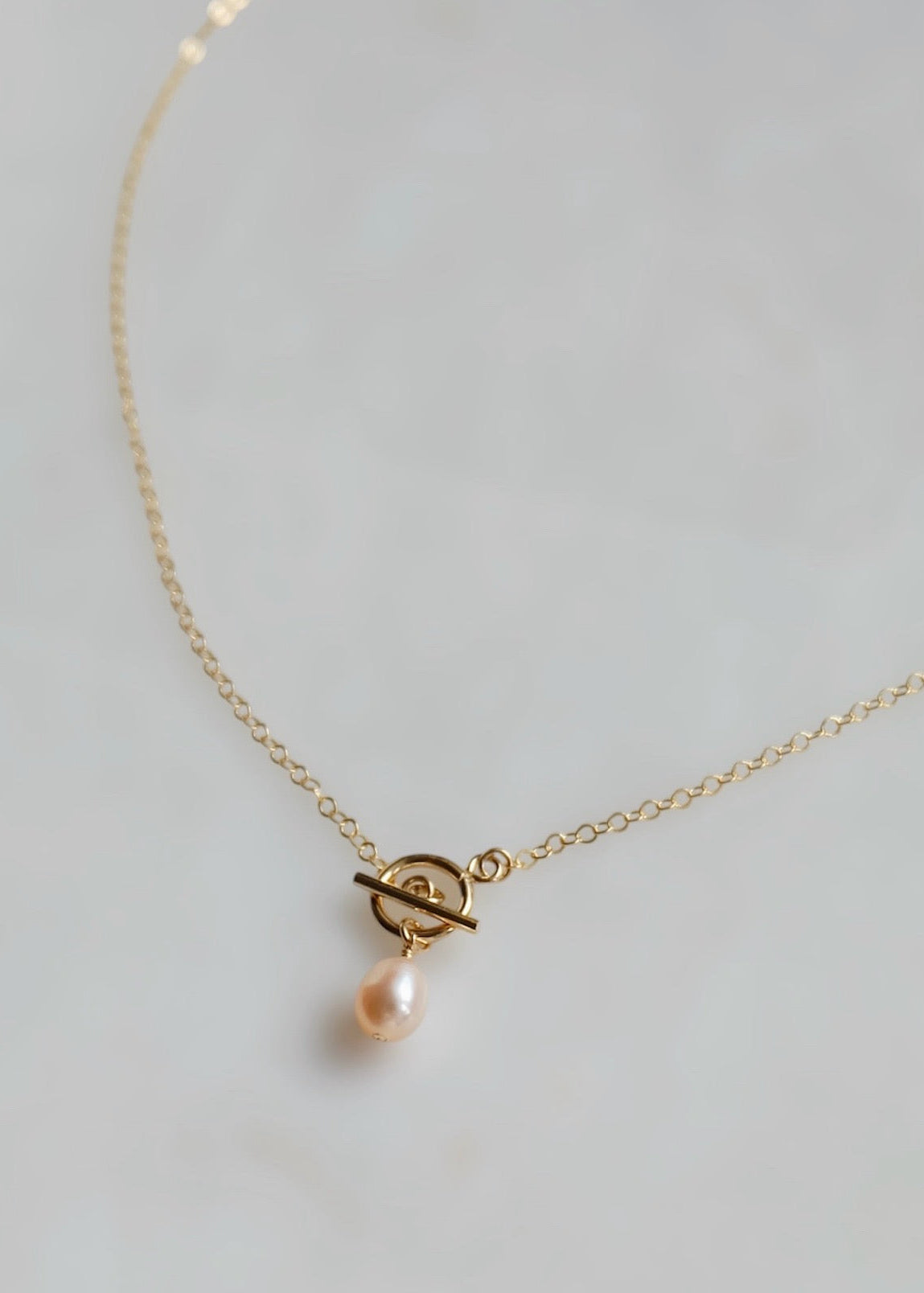 Dainty Pearl Drop Toggle Necklace