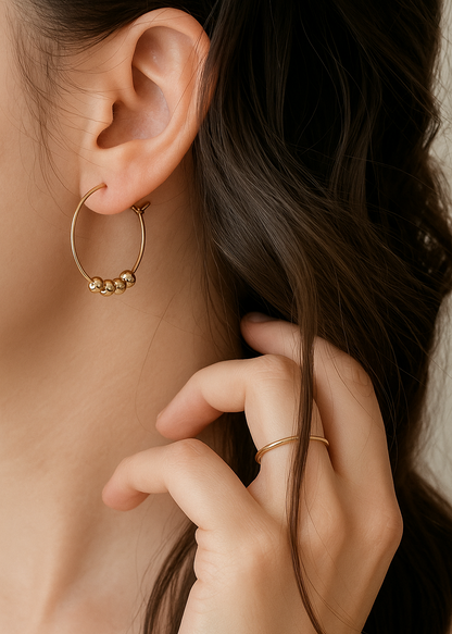 Golden Ball Hoop Earrings