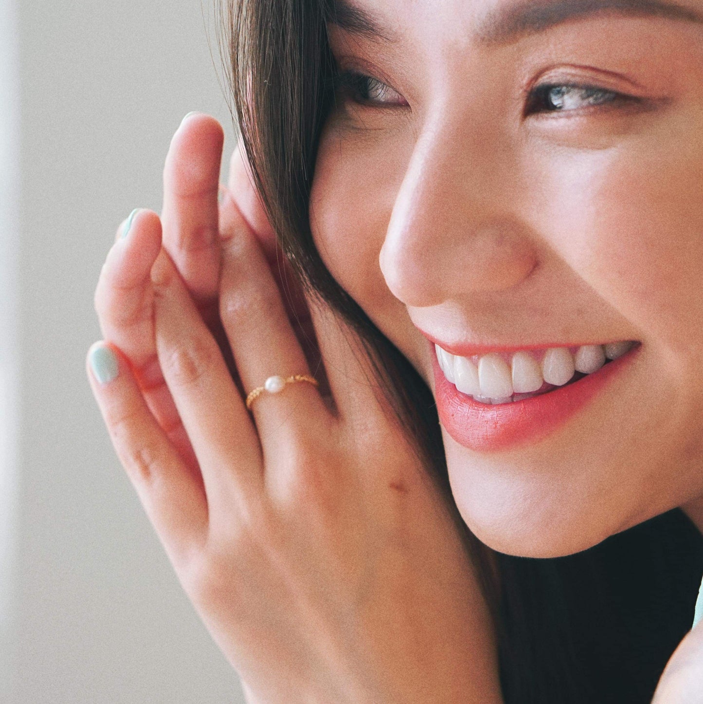 Single Fresh Pearl Chain Ring