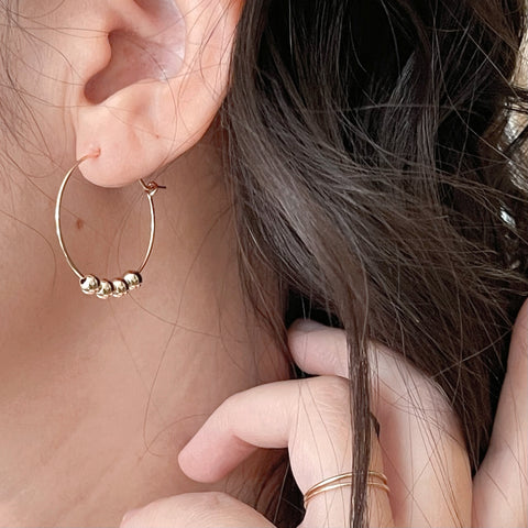 Golden Ball Hoop Earrings