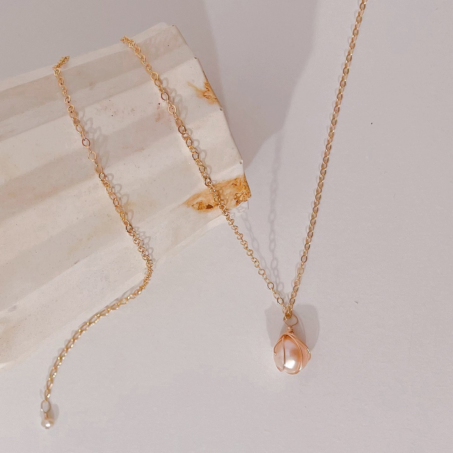 Peachy Wrap Pearl Necklace