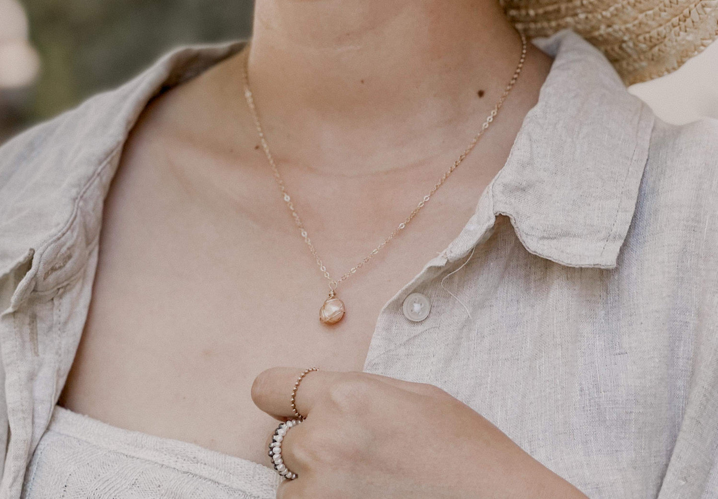 Peachy Wrap Pearl Necklace