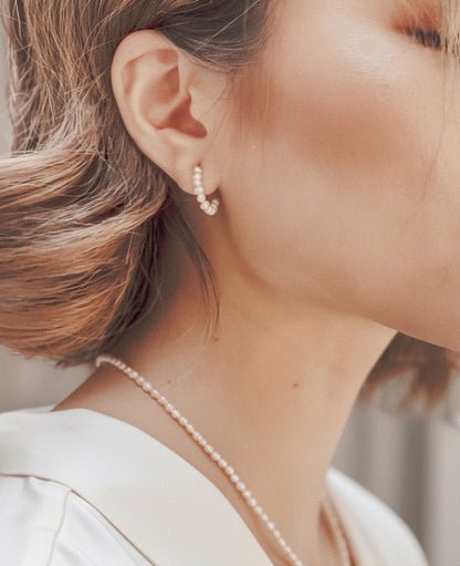 Pearl Open Hoop Earrings