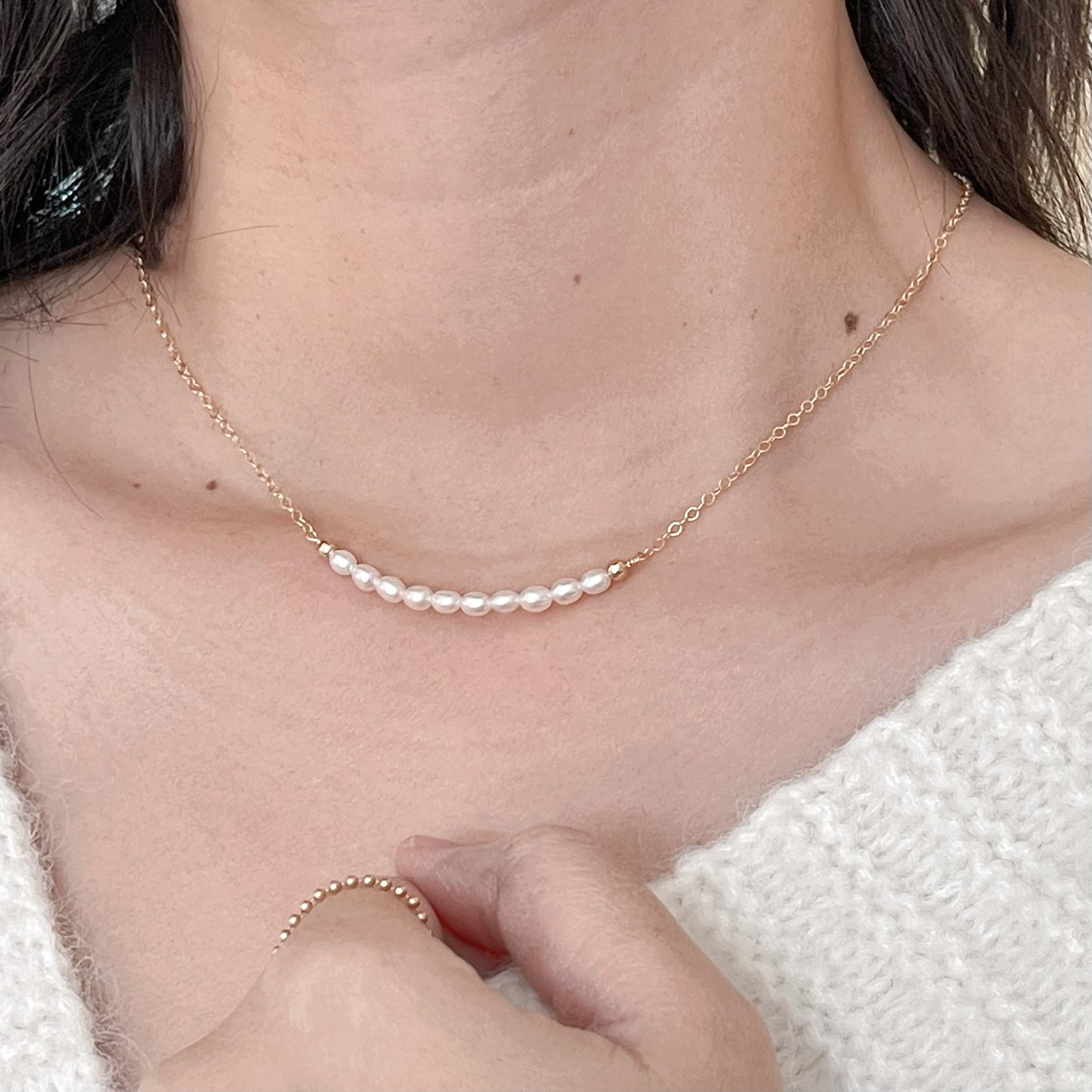 Fresh Pearl Bar Necklace