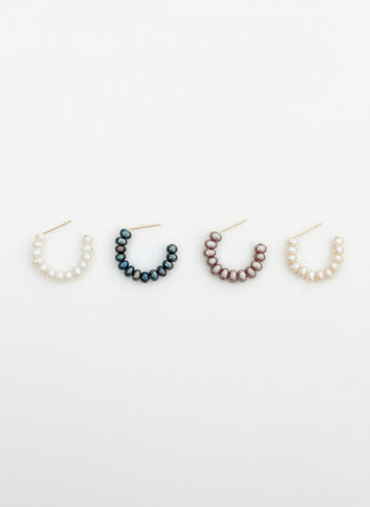 Pearl Open Hoop Earrings