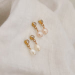 Dainty Pearl & Diamond Earrings